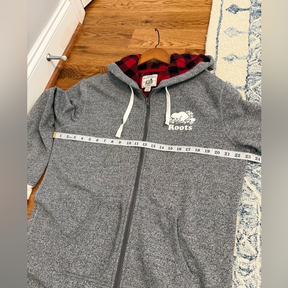 Roots Cabin Mens Grey Buffalo Plaid Zip Up Winter Sweater Fleece Onesie - Picture 11 of 12